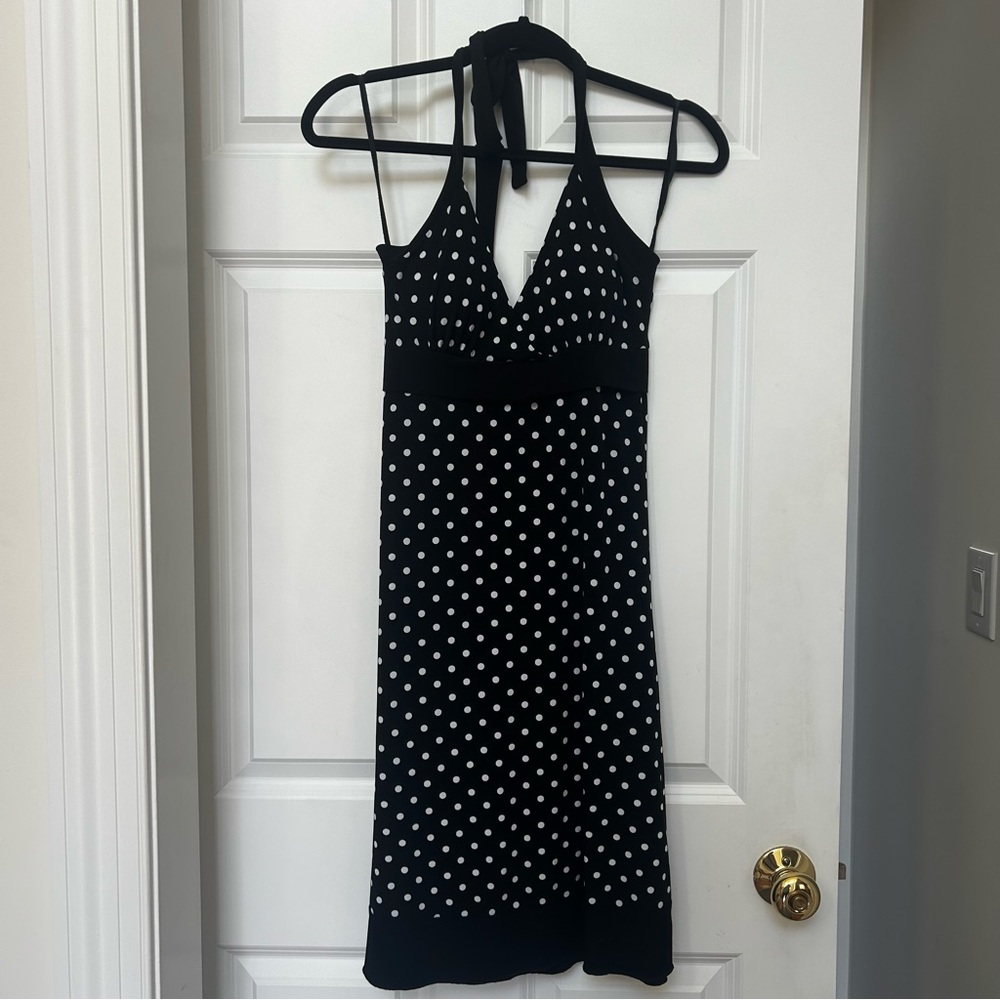 Taboo Black and White Polka Dot Midi Dress